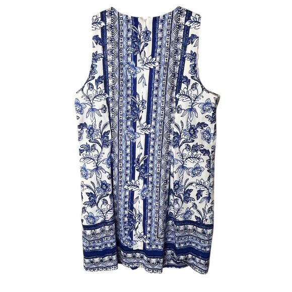 London Times Women's Size 16 Blue Floral Sleeveless Shift Dress - Picture 2 of 4